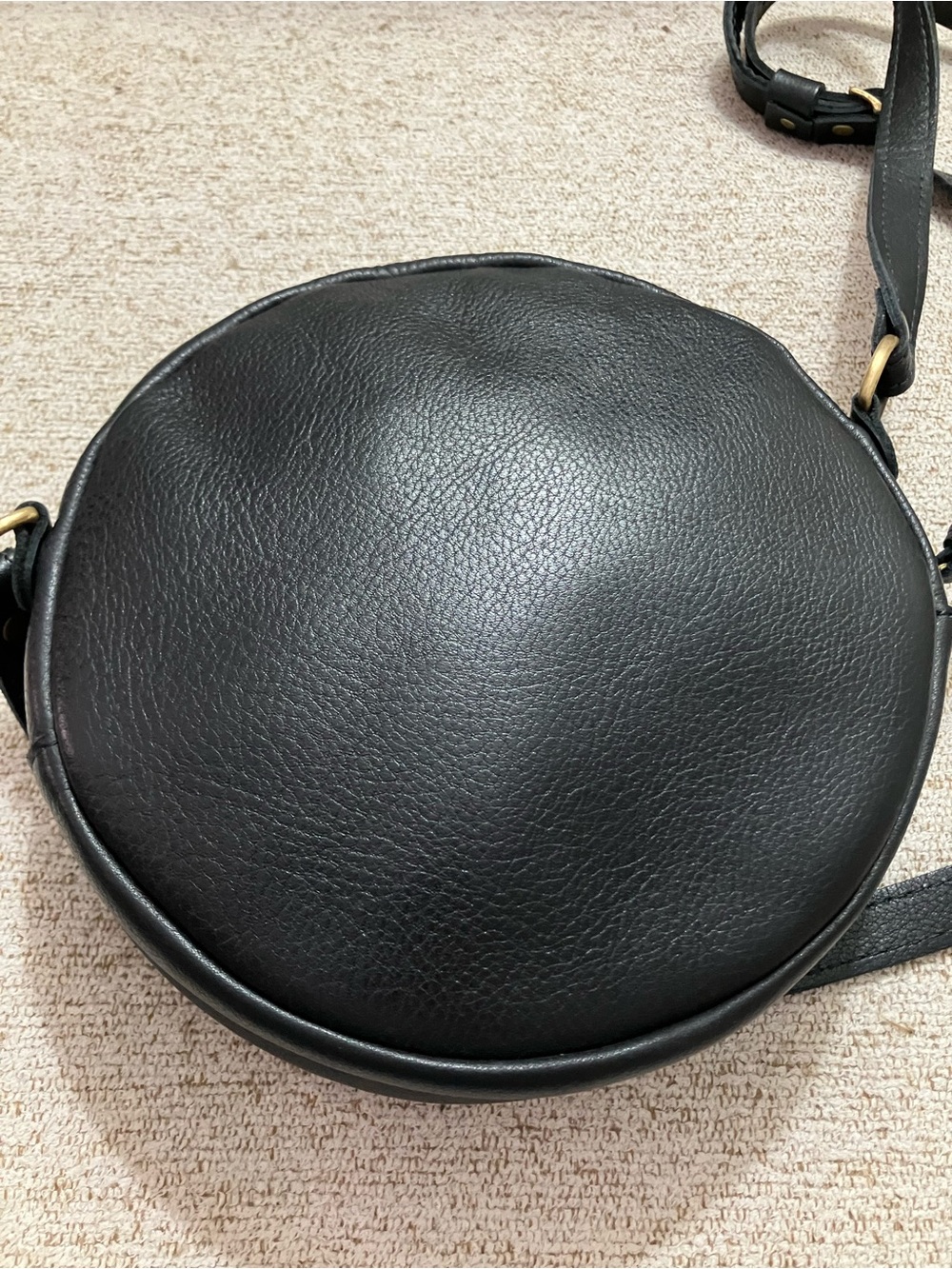 Portland Leather Pebbled Black Round Leather Crossbody - Picture 3 of 9